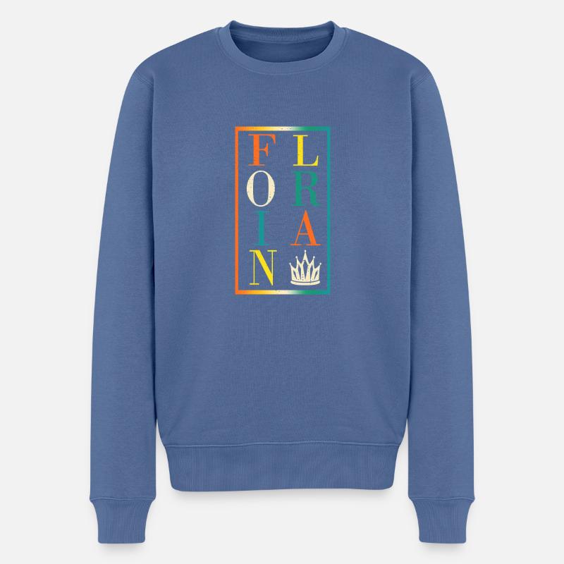 Florian - Männer Premium Bio Pullover - Taubenblau