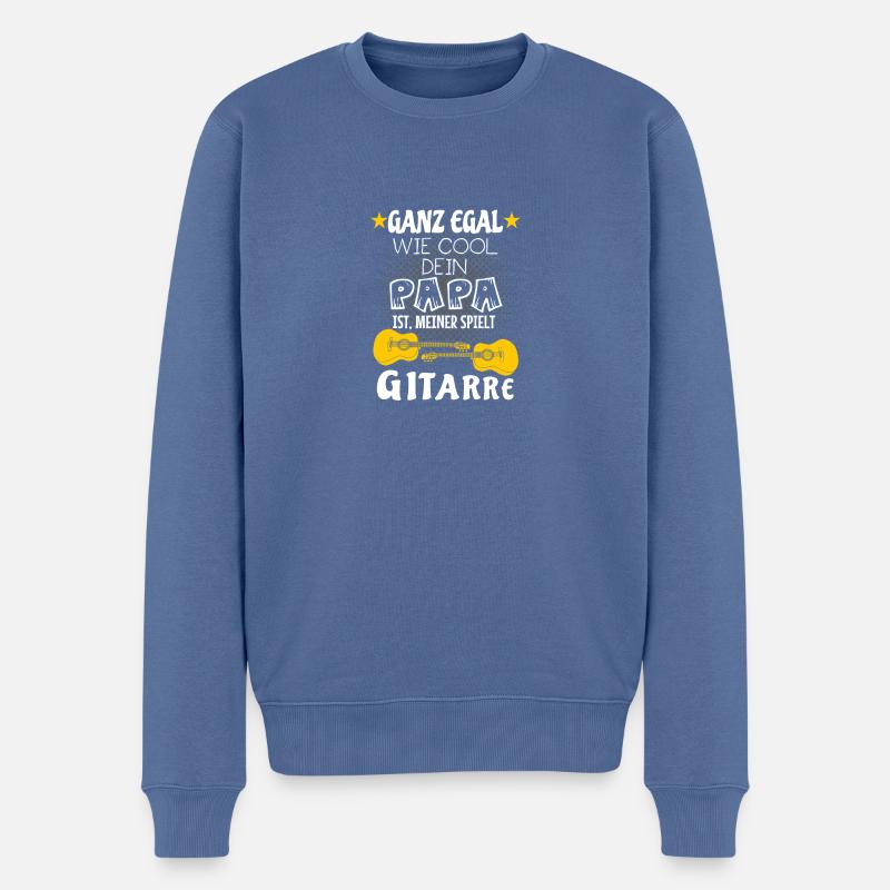 Mein Papa spielt Gitarre - Männer Premium Bio Pullover - Taubenblau