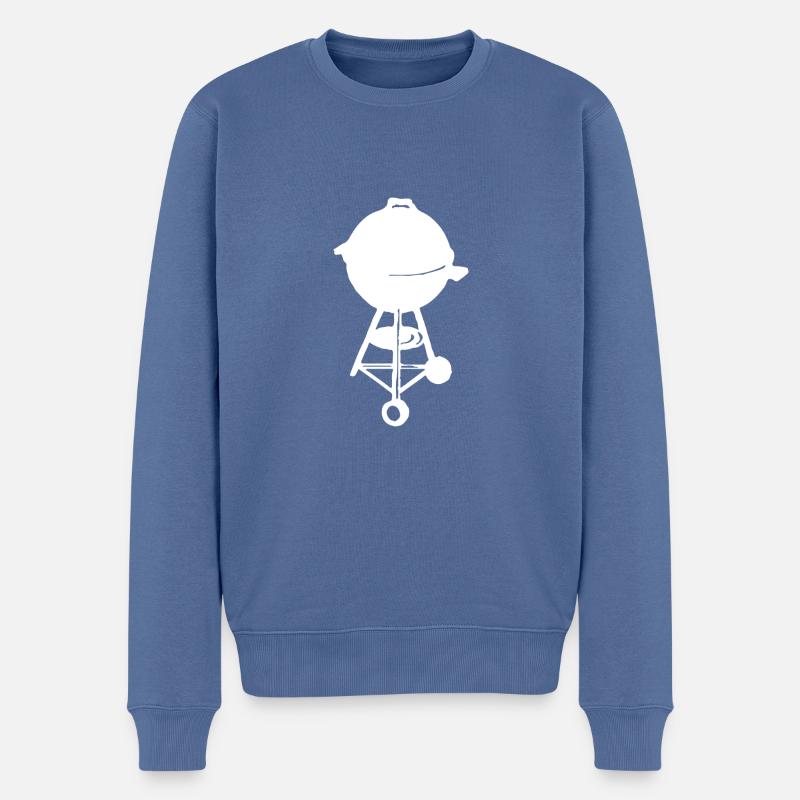 BBQ Grill Kohle Griller - Männer Premium Bio Pullover - Taubenblau