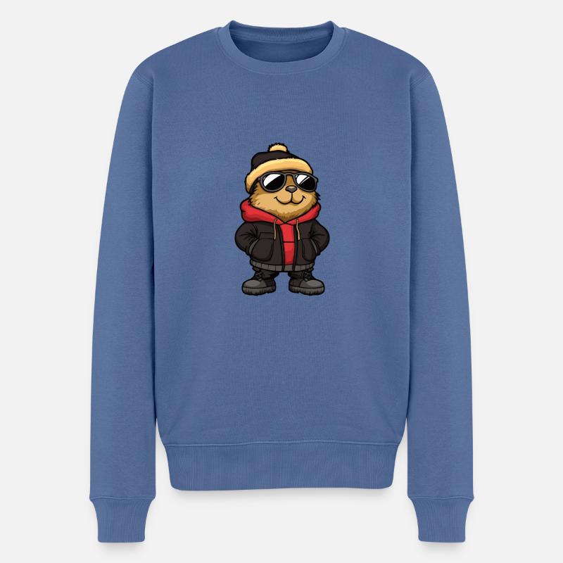 Biber Winter - Männer Premium Bio Pullover - Taubenblau