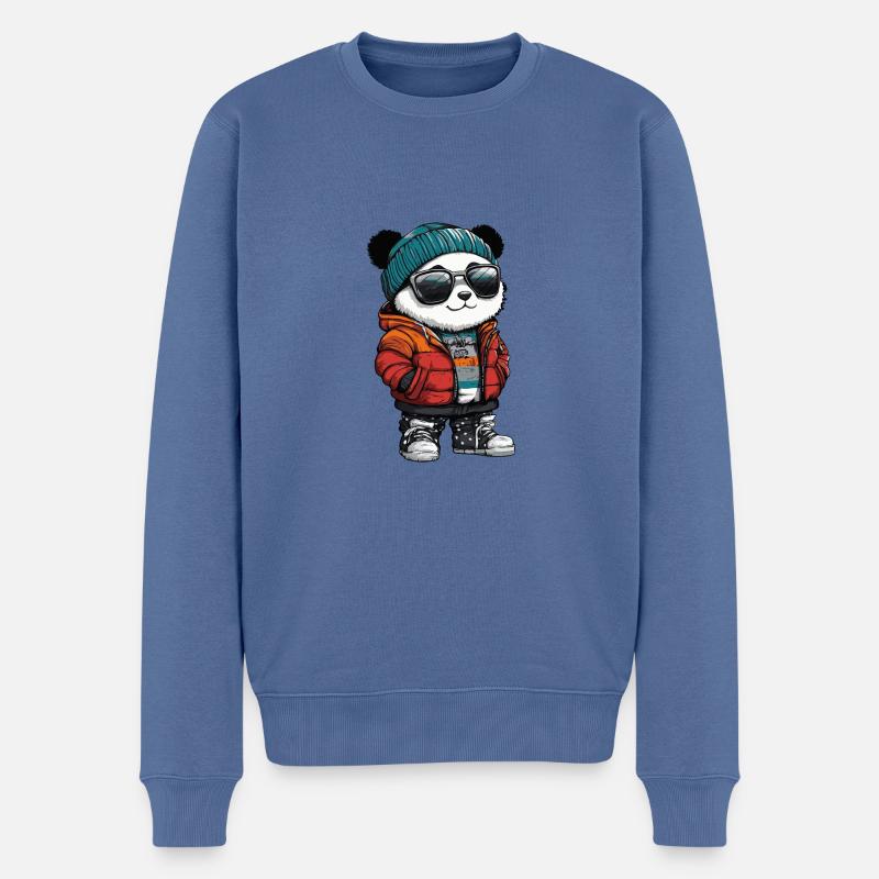 Panda Winter Comic - Männer Premium Bio Pullover - Taubenblau