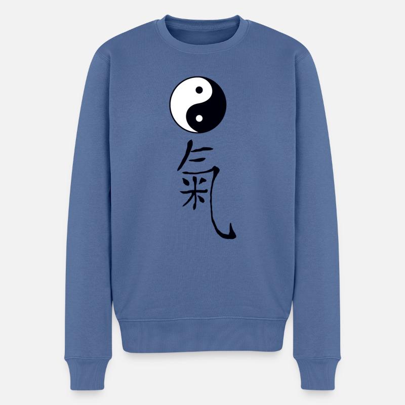 tao qi - Männer Premium Bio Pullover - Taubenblau