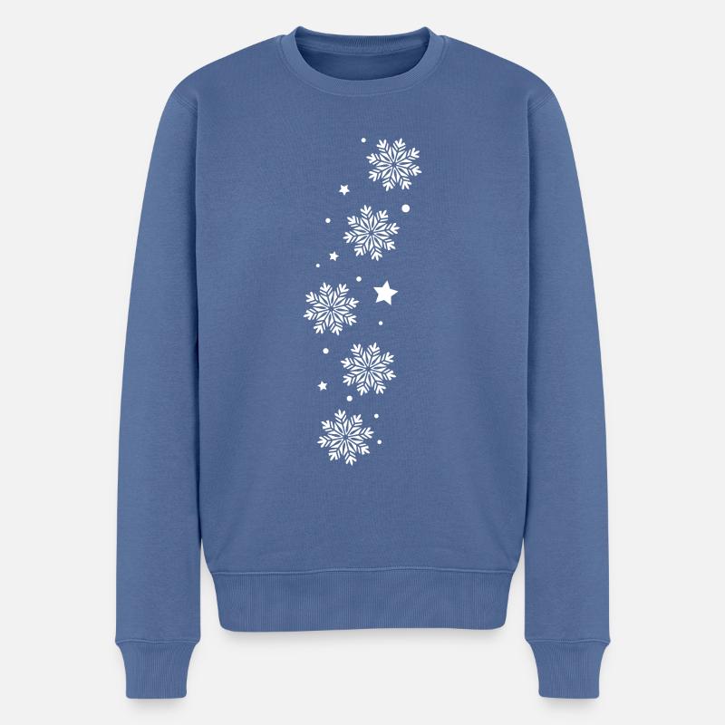 Schneeflocke Winter Schnee - Männer Premium Bio Pullover - Taubenblau