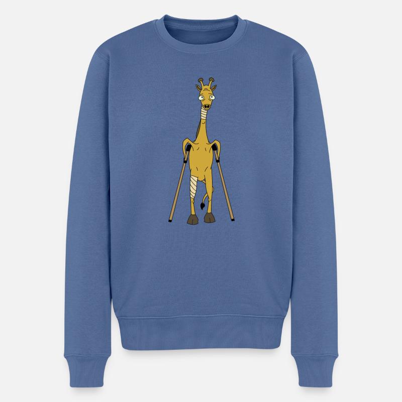 Giraffe auf Krücken! - Männer Premium Bio Pullover - Taubenblau