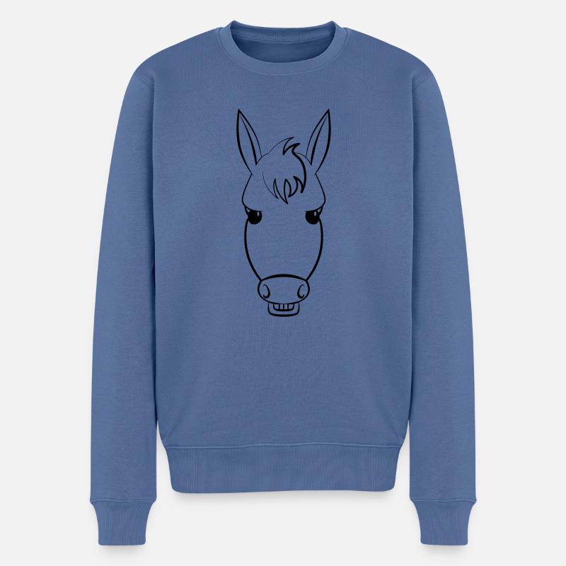 Grinsender Esel zeigt die Zähne - Männer Premium Bio Pullover - Taubenblau
