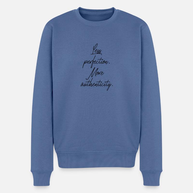 Moins de perfection, plus d’authenticité - Pull Premium bio Homme - bleu pigeon