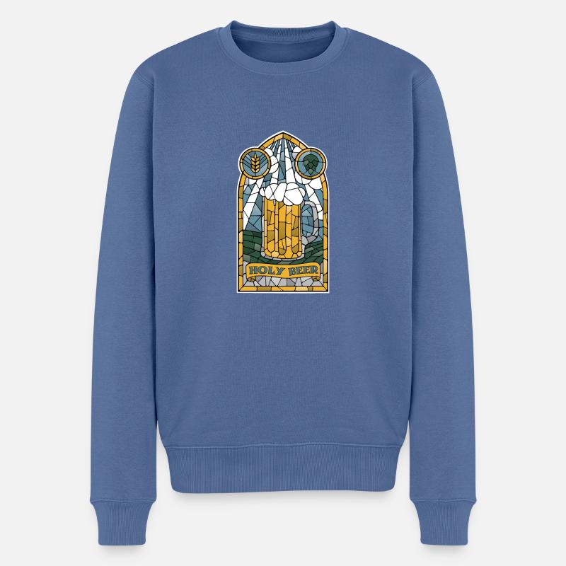 Heiliges Bier - Männer Premium Bio Pullover - Taubenblau