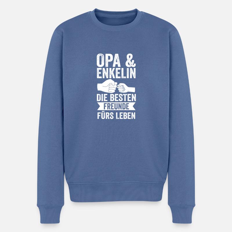 Papi et petite-fille - Pull Premium bio Homme - bleu pigeon