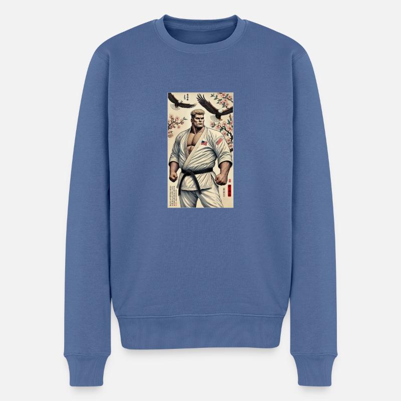 Amerikanischer Karate-Meister - Männer Premium Bio Pullover - Taubenblau