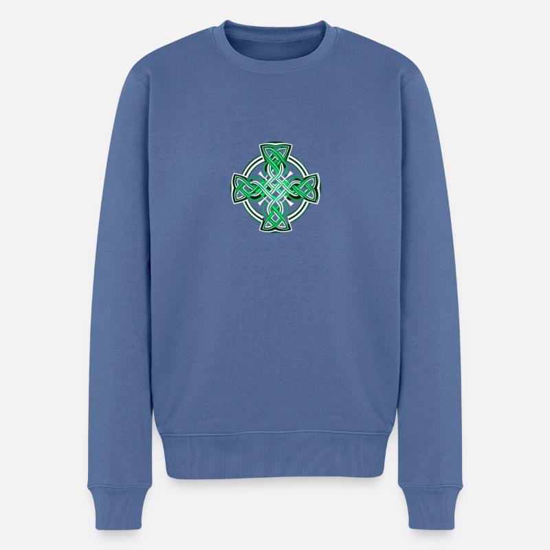 Keltisches Kreuz - Männer Premium Bio Pullover - Taubenblau