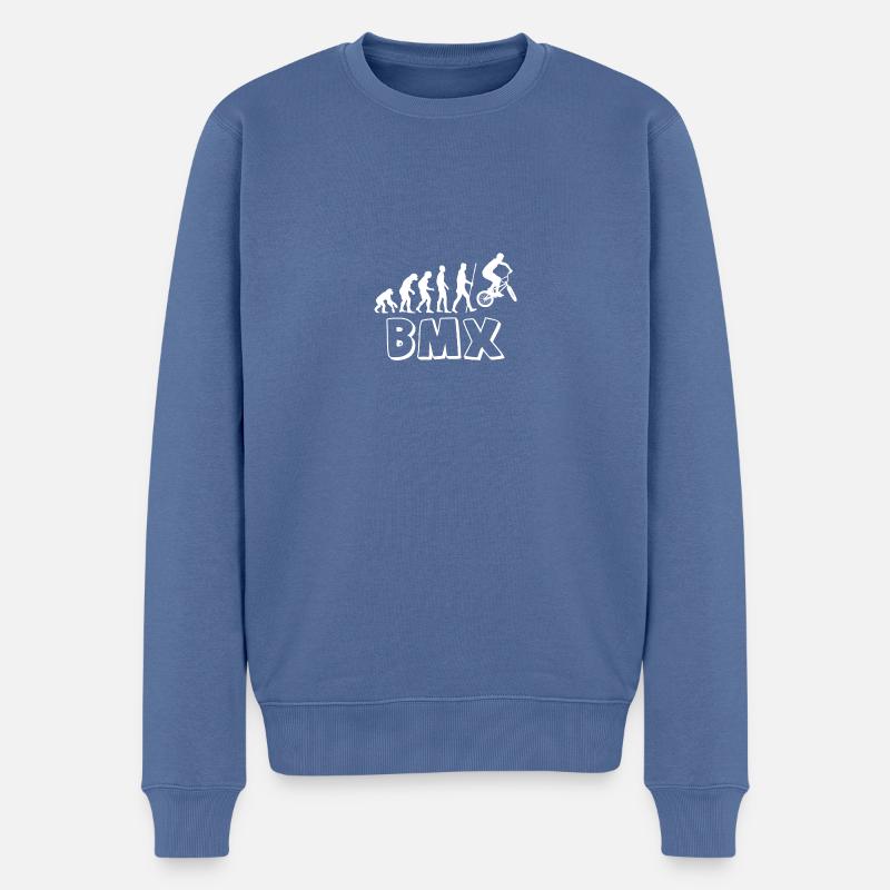 Evolution de l'humanité à BMX - Pull Premium bio Homme - bleu pigeon
