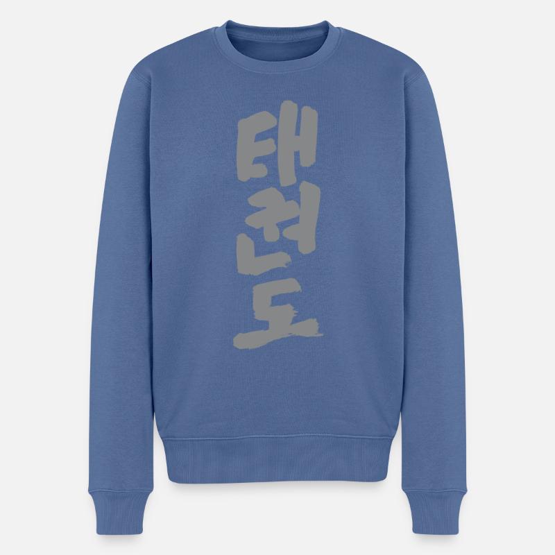 Tae-Kwon-Do (Koreanisch) Schriftzug - TUSCHE Grau - Männer Premium Bio Pullover - Taubenblau