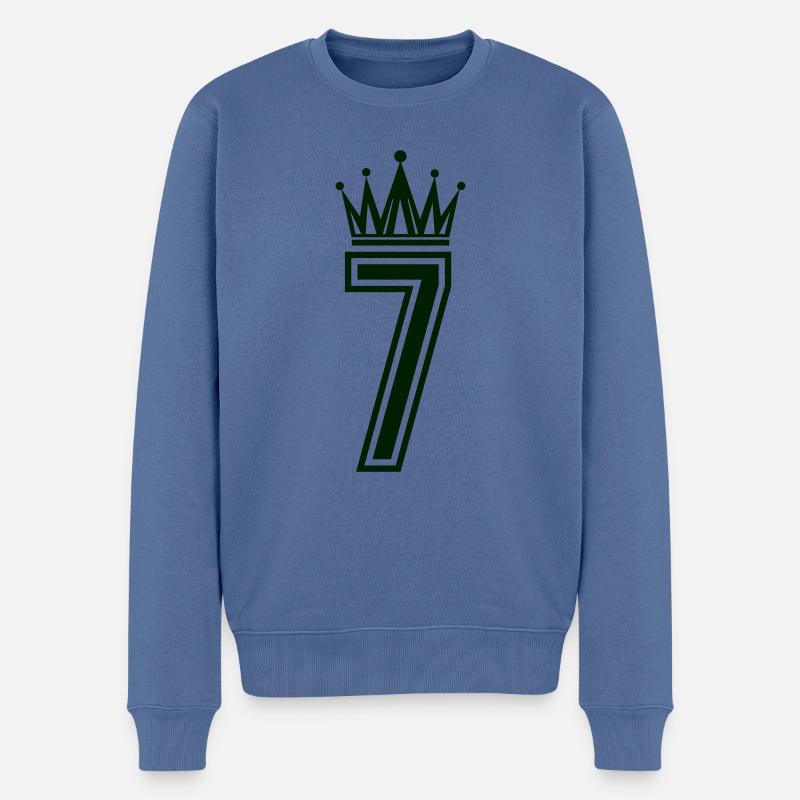 7 Couronne - Pull Premium bio Homme - bleu pigeon