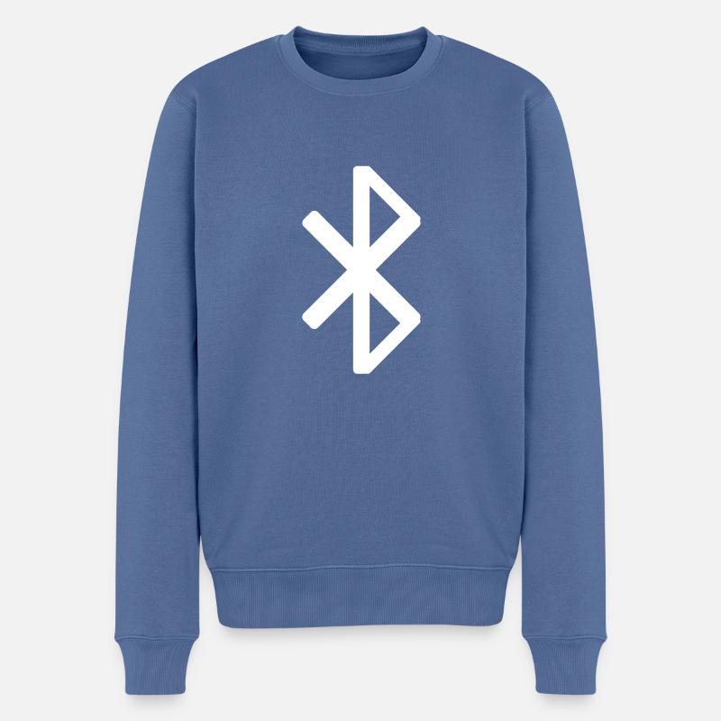 Icône Bluetooth - Pull Premium bio Homme - bleu pigeon