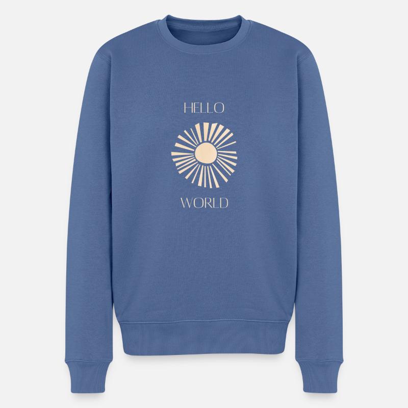 HELLO World - Männer Premium Bio Pullover - Taubenblau