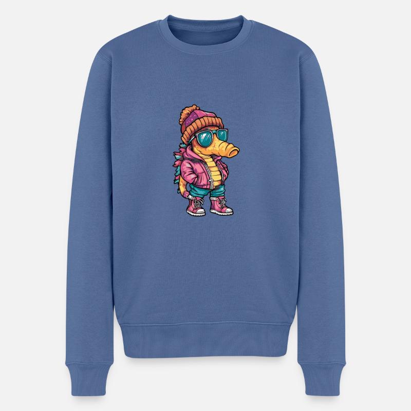 Bande dessinée d’hiver hippocampe - Pull Premium bio Homme - bleu pigeon