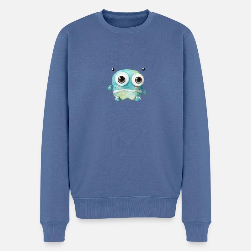 Dessin de monstre mignon - Pull Premium bio Homme - bleu pigeon