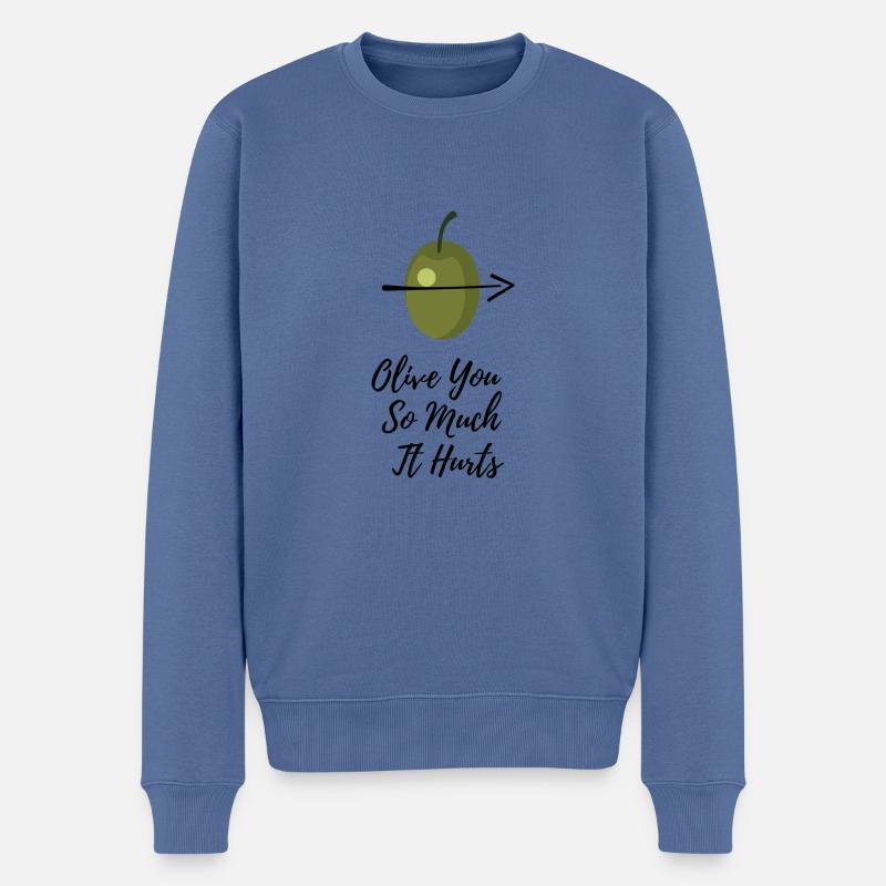 Olive you so much, it hurts - Männer Premium Bio Pullover - Taubenblau