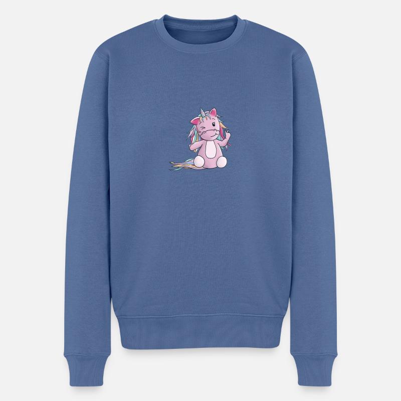 Einhorn Peace - Männer Premium Bio Pullover - Taubenblau