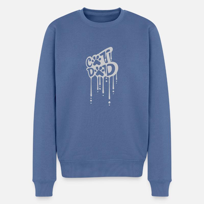 Graffiti Cat Dad Pfote - Männer Premium Bio Pullover - Taubenblau