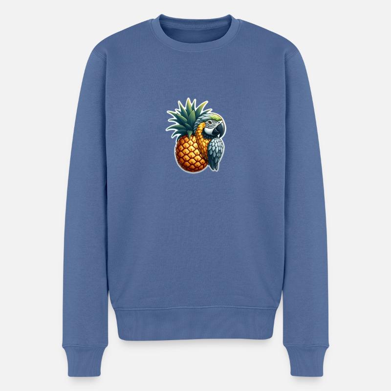 Perroquet sur un ananas - Pull Premium bio Homme - bleu pigeon