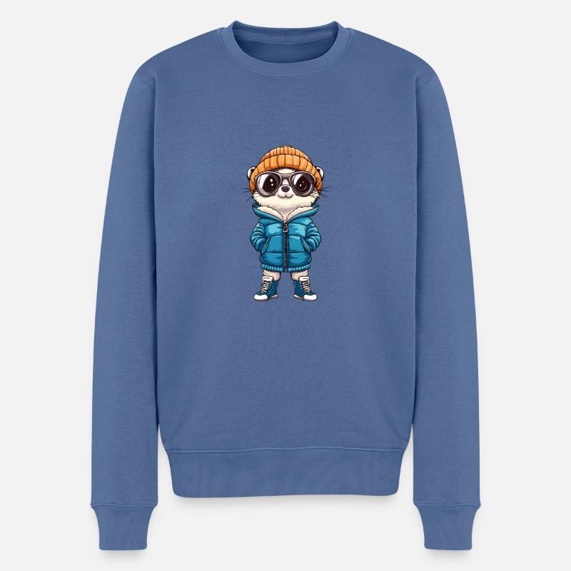 Suricate d’hiver - Pull Premium bio Homme - bleu pigeon