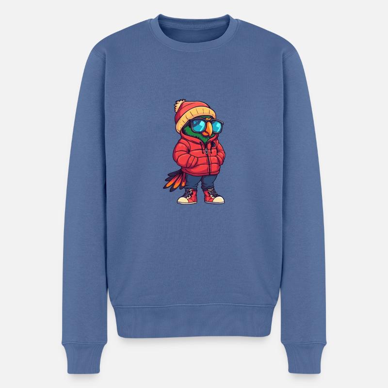 Papagai Winter Comic - Männer Premium Bio Pullover - Taubenblau