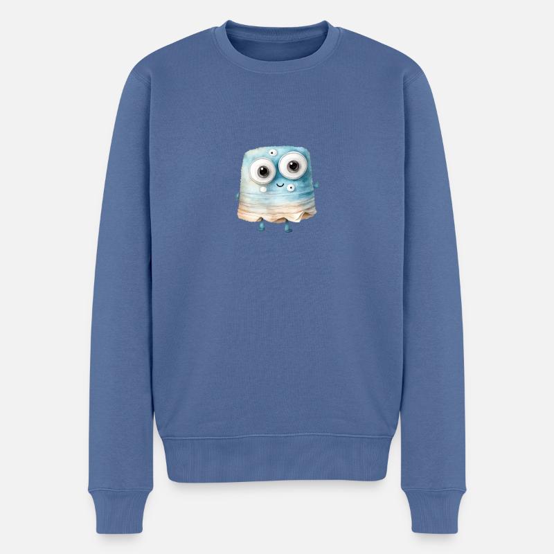 Niedliches Aquarell Monster - Männer Premium Bio Pullover - Taubenblau