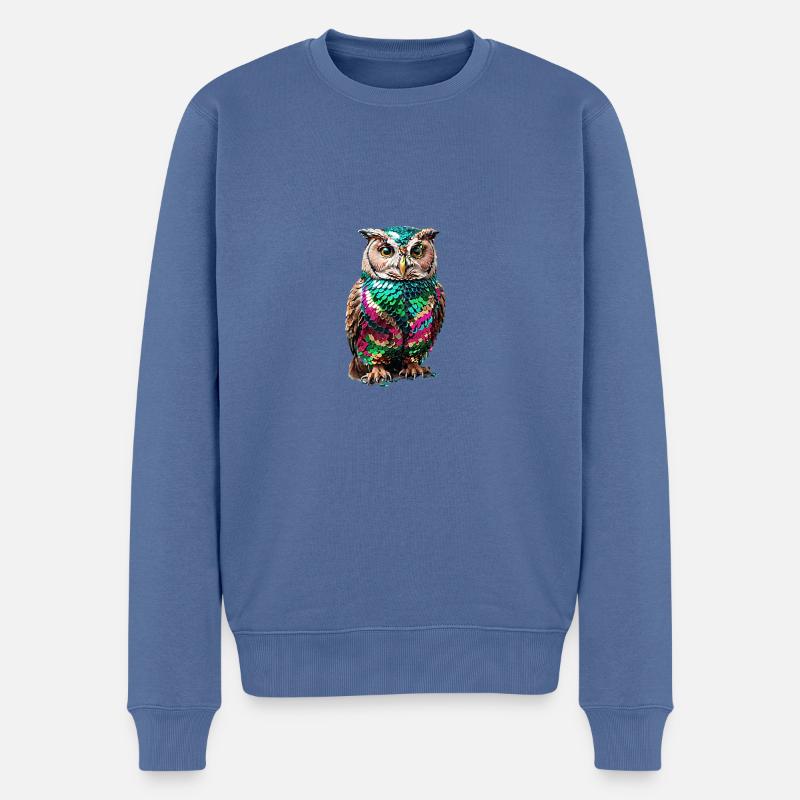 eule,pailetten,metallisch,gold - Männer Premium Bio Pullover - Taubenblau