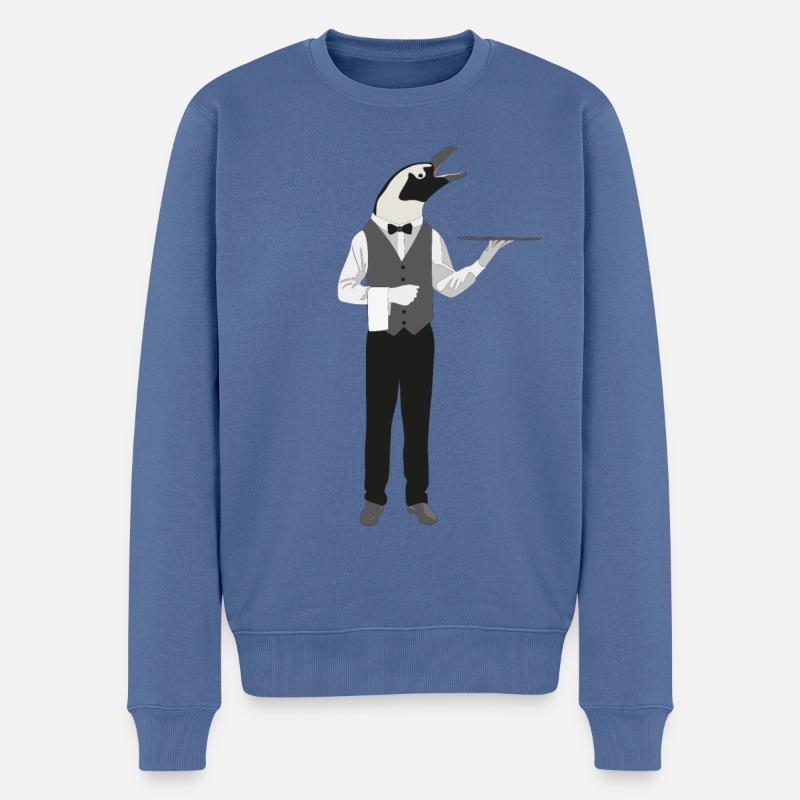 Pinguin Butler - Männer Premium Bio Pullover - Taubenblau