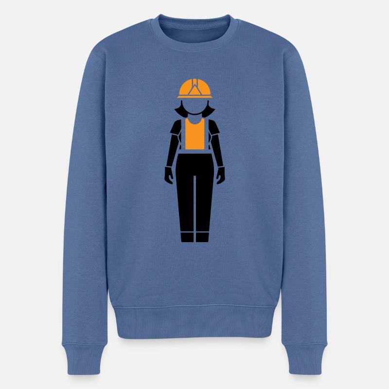 Bauarbeiter Frau - Männer Premium Bio Pullover - Taubenblau