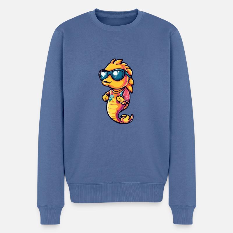 Seepferd Cool Sommer - Männer Premium Bio Pullover - Taubenblau