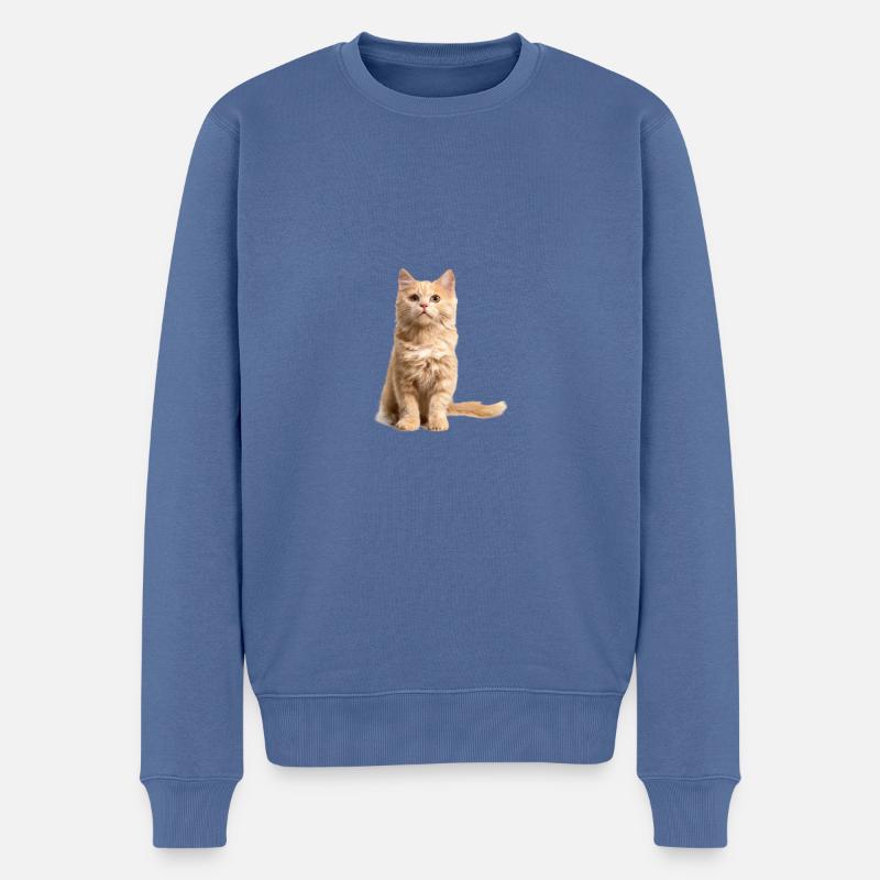 Chat roux - Pull Premium bio Homme - bleu pigeon