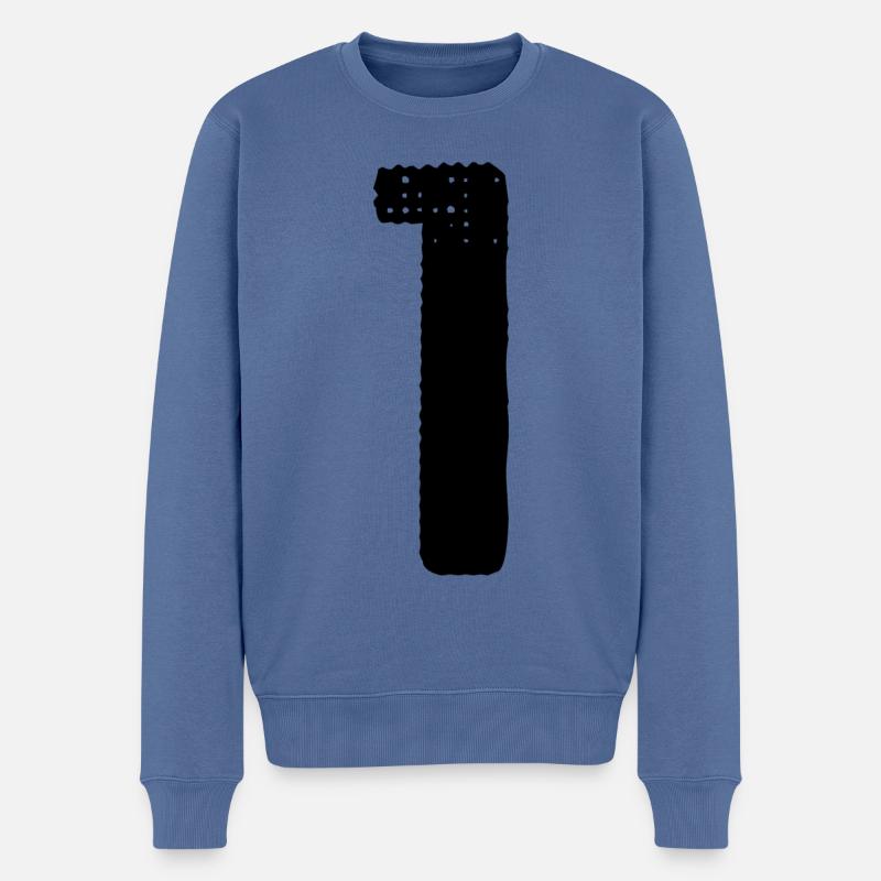 1 Zahl Trikot - Männer Premium Bio Pullover - Taubenblau