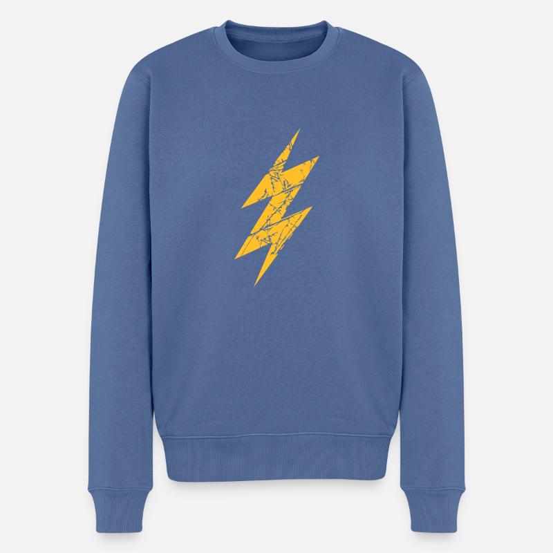 risse kratzer blitz symbol anschliessen anschluss - Männer Premium Bio Pullover - Taubenblau