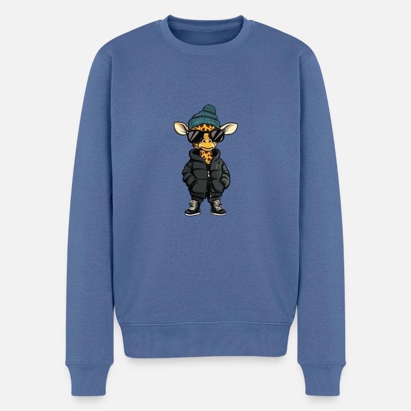 Giraffe Winter Comic - Männer Premium Bio Pullover - Taubenblau