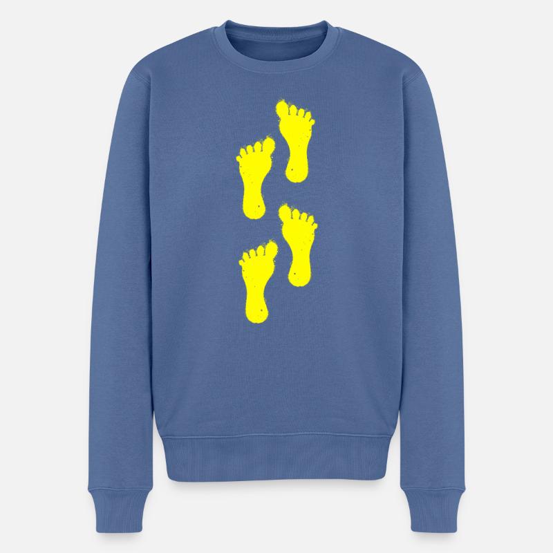 marche jaune du pied gauche - Pull Premium bio Homme - bleu pigeon