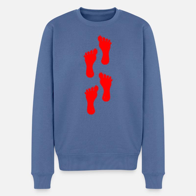 red left foot walk - Männer Premium Bio Pullover - Taubenblau