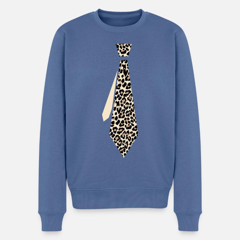 Cravate Léopard - Pull Premium bio Homme - bleu pigeon