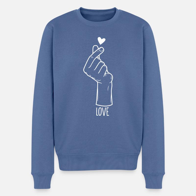 Liebe Handzeichen - Männer Premium Bio Pullover - Taubenblau