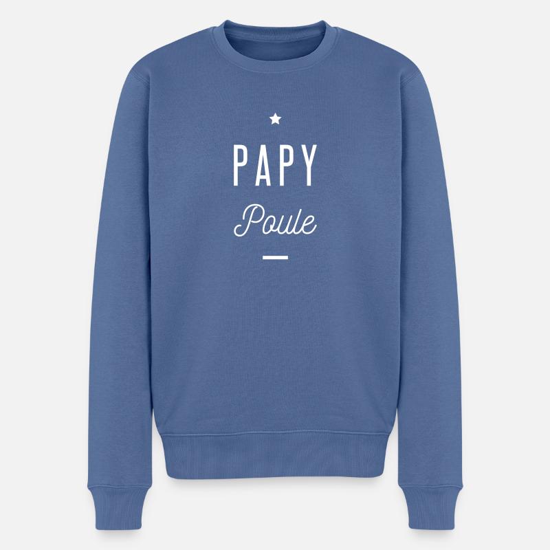 PAPY POULE - Pull Premium bio Homme - bleu pigeon