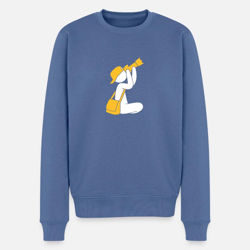 Fotograf mit Kamera - Männer Premium Bio Pullover - Taubenblau