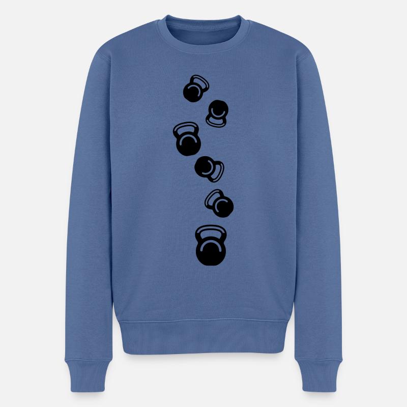 Icône de poids d’haltères - Pull Premium bio Homme - bleu pigeon