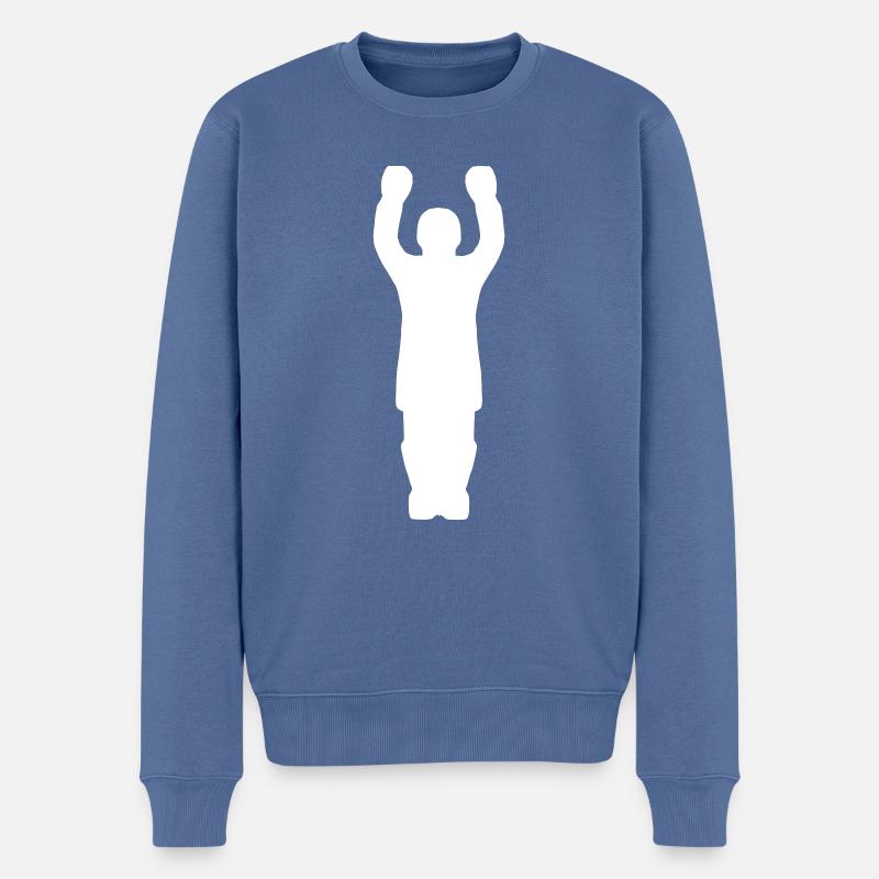 Tipp-Kick Goaly - Männer Premium Bio Pullover - Taubenblau