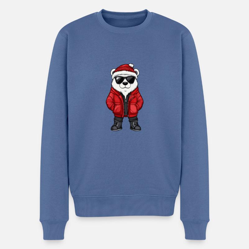 Ours polaire Hiver - Pull Premium bio Homme - bleu pigeon