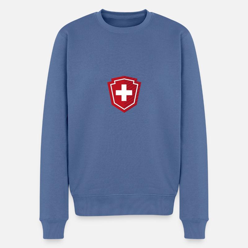 Flagge der Schweiz - Schweizerische Eidgenossenschaft - Männer Premium Bio Pullover - Taubenblau