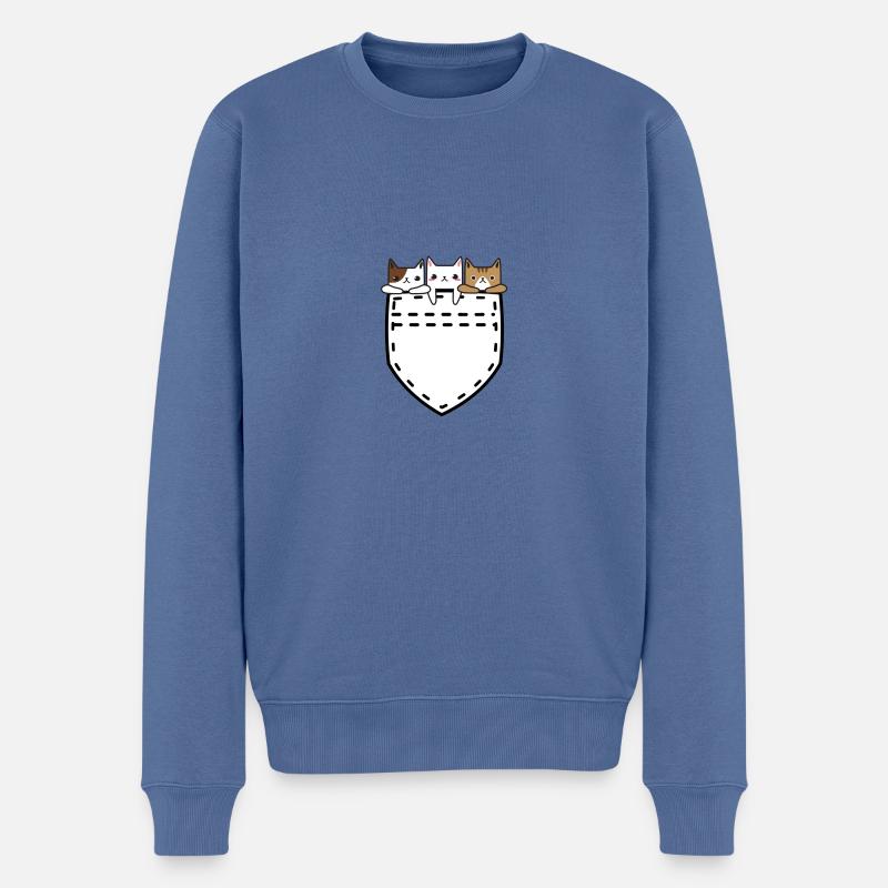 Chats dans un sac - Pull Premium bio Homme - bleu pigeon