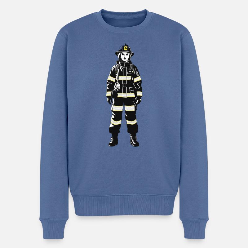 Feuerwehrfrau - Beruf Design Sticker - Männer Premium Bio Pullover - Taubenblau