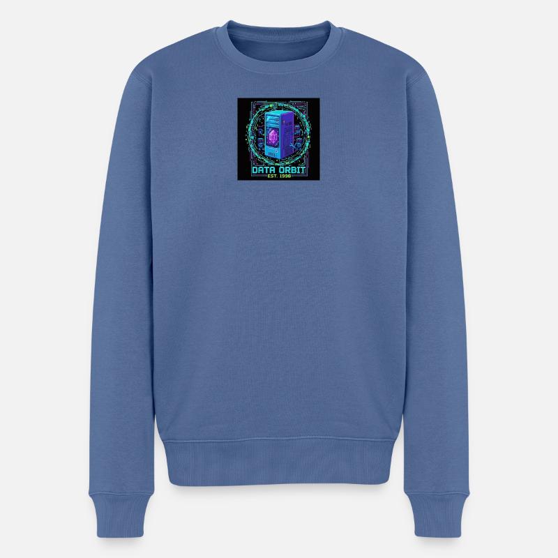Daten Orbit Neon Computer - Männer Premium Bio Pullover - Taubenblau