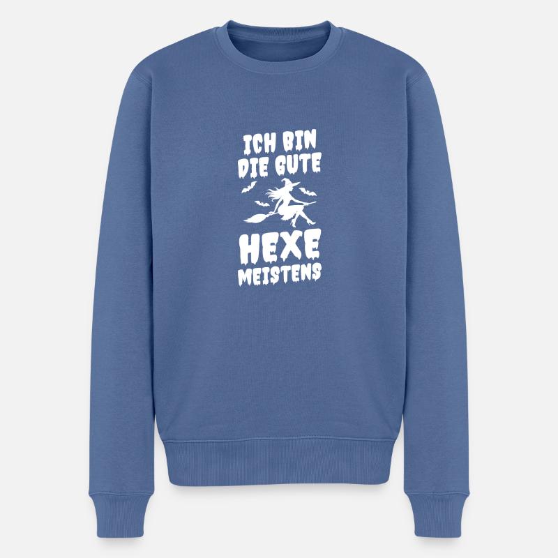 Hexe Hexenbesen Hexenkostüm Halloween - Männer Premium Bio Pullover - Taubenblau